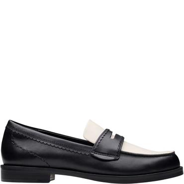 CLARKS WOMENS SLIP ON LOAFER - BLACK MULTI